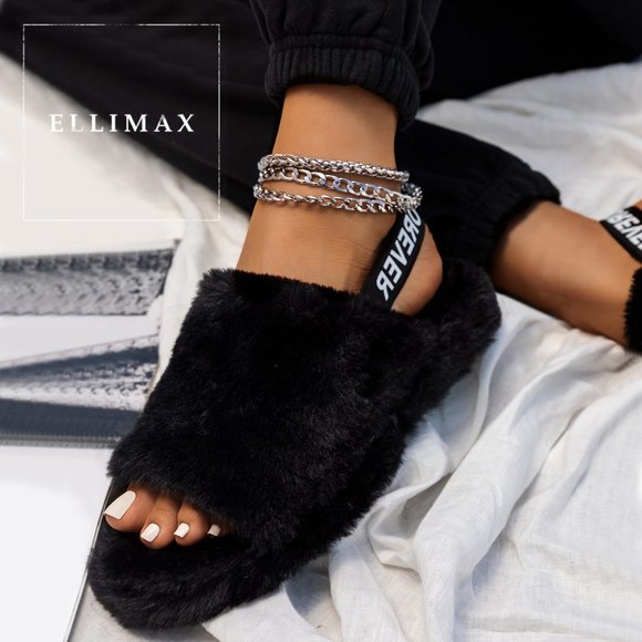 Shoes - NEW🔥 Fluff Faux Fur Open Toe Slipper Slide Sandal